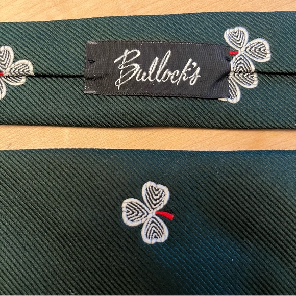 Vintage Irish shamrock embroidered dark green men’s neck tie by Pride of England - Picture 4 of 4